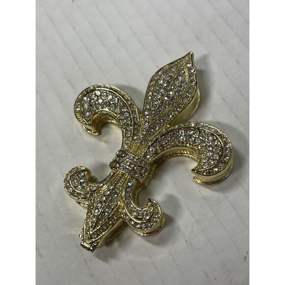 New In Box Art Form Fluer De Lis Dimante Rhinestone Trinket Box 3" - Picture 3 of 7